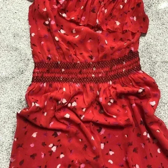 Joie Dress Silk Red Floral Print One Shoulder - Picture 8 of 11